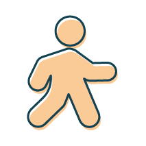 This icon is of an icon walking. It represents a walking test