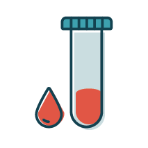 This icon is a blood vial and represents a blood test