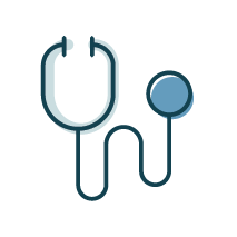 This icon is a stethoscope and represents a physical exam